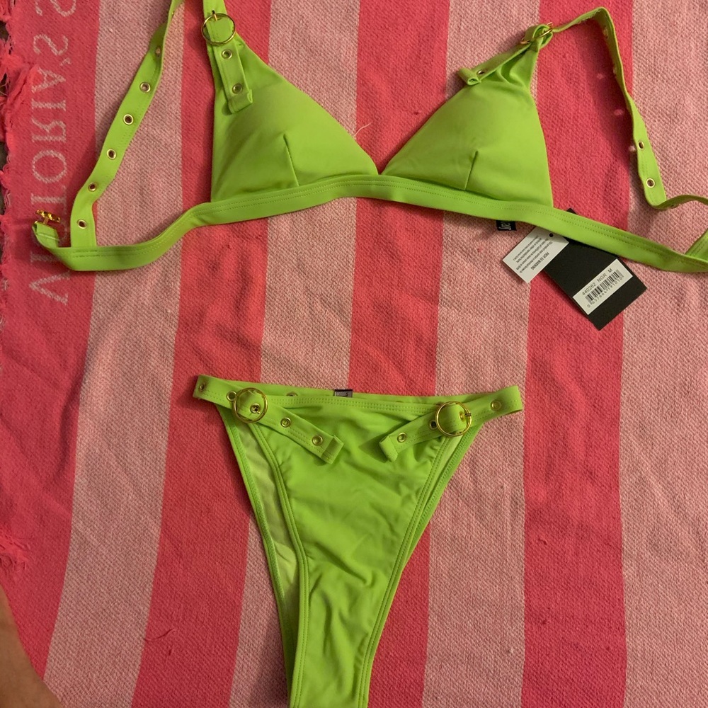 Two piece lime green bikini new